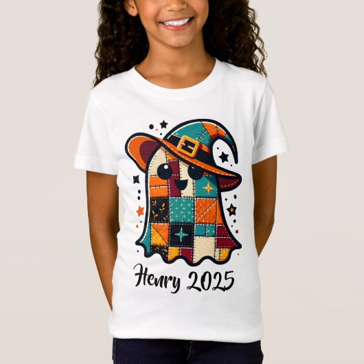 T-Shirt Halloween Cute Patchwork personnalisé (Devant)