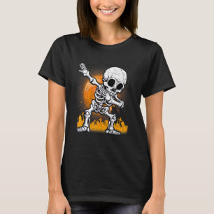 T-shirt Halloween Dabbing Skeleton Moon Costume Garçons En
