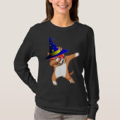 T-shirt Halloween Dabbing Wizard Pitbull Puppy Chien sorci (Devant)
