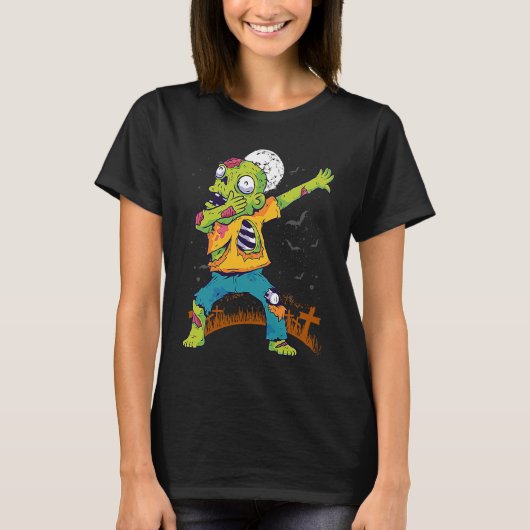 T-shirt Halloween Dabbing Zombie Dab In Graveyard Fun Und (Devant)