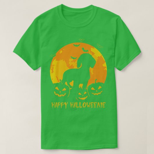 T-shirt Halloween Dachshund Jack-o'-lantern Dog Citrouille (Design devant)