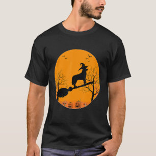 T-shirt Halloween Dachshund Witch Chien Halloween Lune Hal