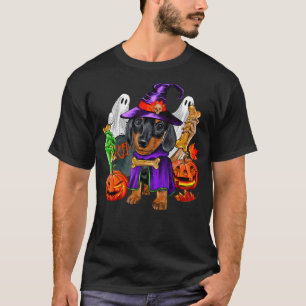 T-shirt Halloween Dachshund Witch Saison Éffrayante Happy 