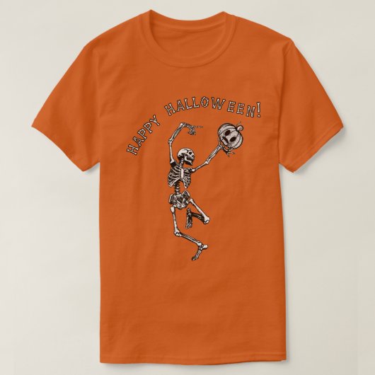 T-shirt Halloween Dancing Squelette Citrouille Jack-O-Lant (Design devant)