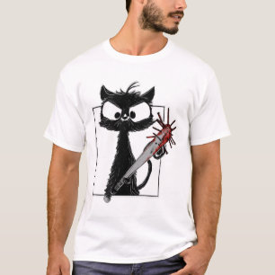 T-shirt Halloween de baseball de chat noir