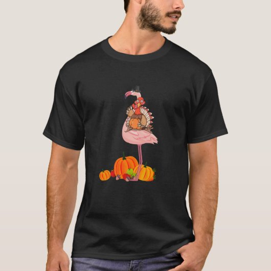 T-shirt Halloween de Thanksgiving Flamant rose (Devant)