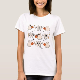 T-shirt Halloween Dentiste Dental Dental Teintures Ghost P