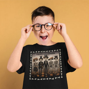 T-shirt Halloween déplaisant de la famille de squelettes