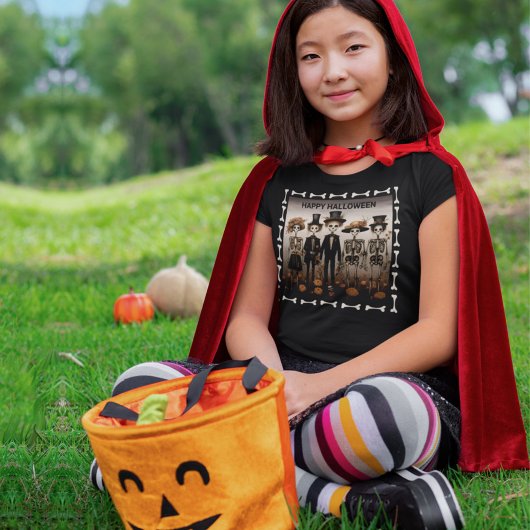 T-shirt Halloween déplaisant de la famille de squelettes