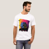 T-shirt Halloween design déplaisant avec maison hantée sor (Devant entier)