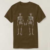 T-shirt Halloween, Deux Skeletons Tenant Les Mains  (Design devant)