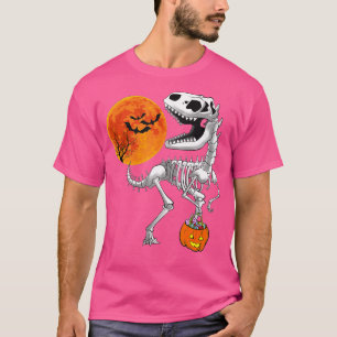 T-shirt Halloween Dinosaur T Rex Skeleton Scary Garçons En