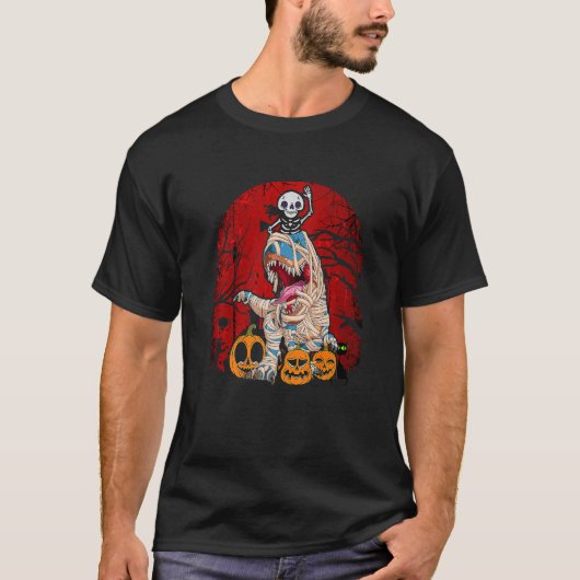 T-shirt Halloween Dinosaure Éffrayant Skeleton 1 (Devant)