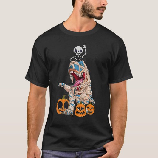 T-shirt Halloween Dinosaure Éffrayant Skeleton 4 (Devant)