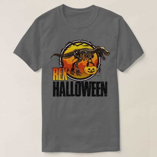 T-shirt Halloween Dinosaure T Rex Skeleton (Design devant)