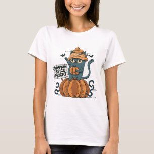T-shirt Halloween drôle chat disant "citrouille épice frig