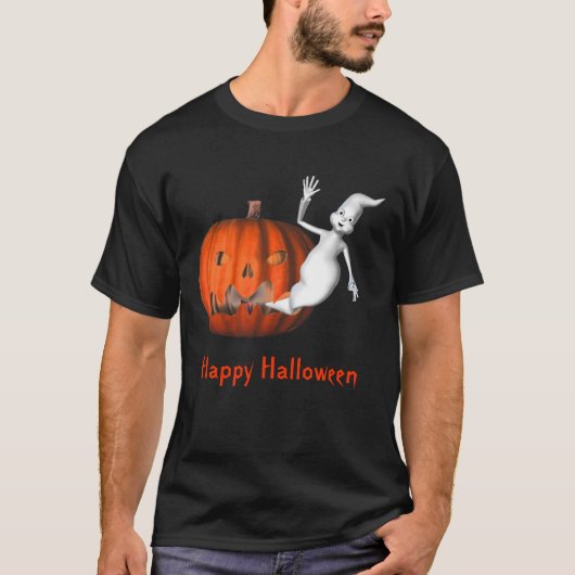T-shirt Halloween drôle de Ghost Jack-o'-lantern (Devant)