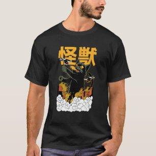 T-shirt Halloween drôle - Japonais Kaiju Monster Cat