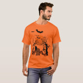 T-shirt Halloween du cimetière effrayant (Devant entier)