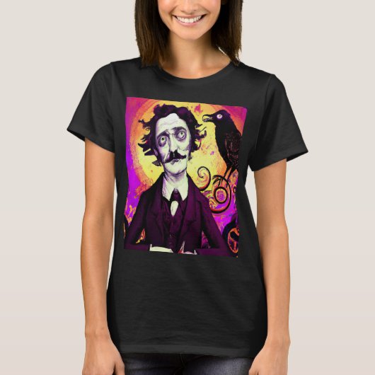 T-shirt Halloween, Edgar Allen Poe, Raven, Nevermore T-Sh (Devant)