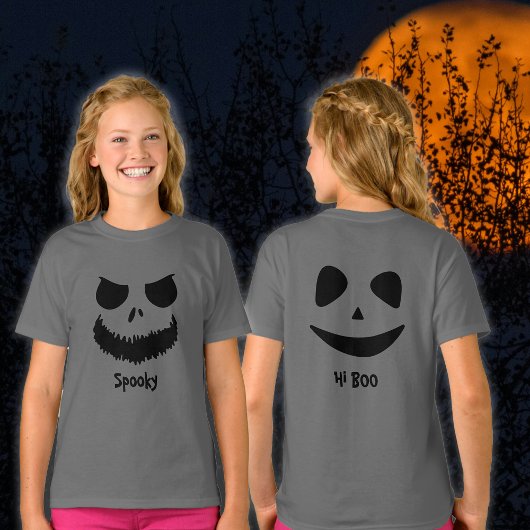 T-shirt Halloween éffrayant à double face avant et arrière