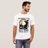 T-shirt Halloween éffrayant Avec Chat Noir Cuisiné Et Citr (Devant entier)