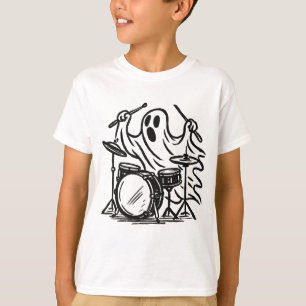 T-shirt Halloween Éffrayant bot fantôme Jouer des tambours