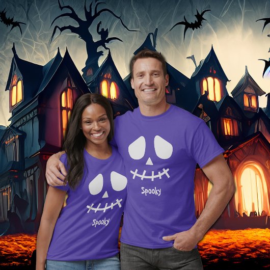 T-shirt Halloween éffrayant double face blanche avant et a