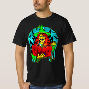 T-shirt Halloween Éffrayant Green sorch Magique Livre chau