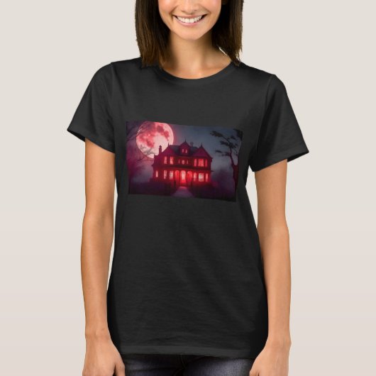T-shirt Halloween éffrayant Haunween Haunted House Design (Devant)