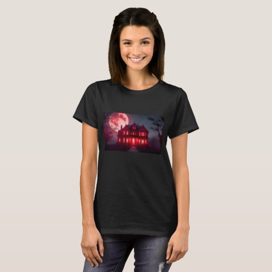 T-shirt Halloween éffrayant Haunween Haunted House Design (Devant entier)
