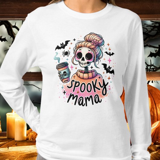 T-shirt Halloween Éffrayant Mama Café Squelette personnali