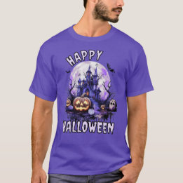 T-shirt Halloween Éffrayant pourpre