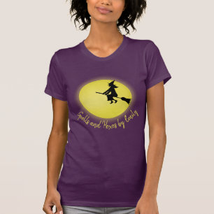 T-shirt Halloween Éffrayant Scary sorcier Broomstick Lune