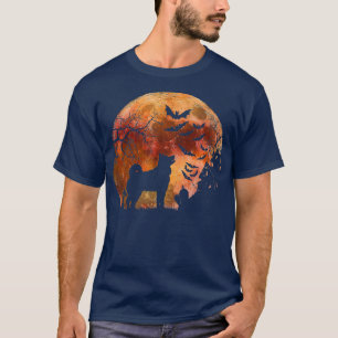 T-shirt Halloween Elkhound, Graves, Aquarelle Moon & Haun