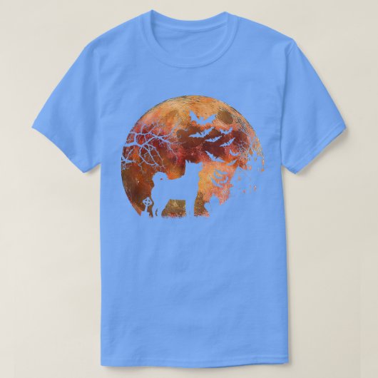 T-shirt Halloween Elkhound, Graves, Aquarelle Moon & Haun (Design devant)