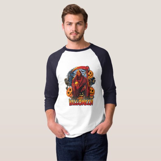 T-shirt Halloween Evil skeleton (Devant entier)