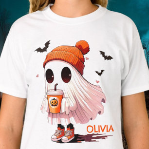T-shirt Halloween Fantôme avec Chapeau Boit Chauves-souris