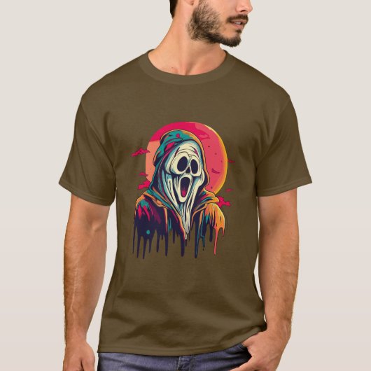 T-shirt Halloween fantôme effrayant (Devant)