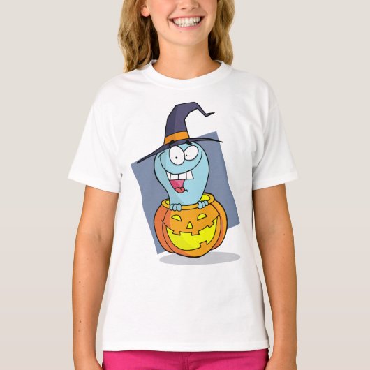 T-shirt Halloween fantôme en sorcière Éffrayante Citrouill (Devant)