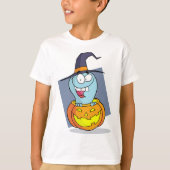 T-shirt Halloween fantôme en sorcière Éffrayante Citrouill (Devant)