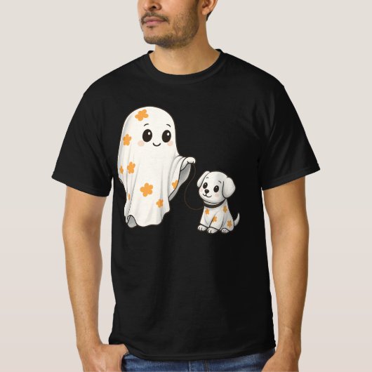 T-shirt Halloween fantôme et chiot - Costume de fantôme co (Devant)