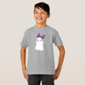 T-shirt Halloween, Fantôme, Ruban, Bow, Tricoter Ou Traite (Devant entier)