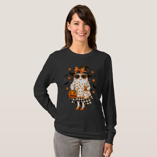 T-shirt Halloween féminin Cute Witchy Ghost (Devant entier)
