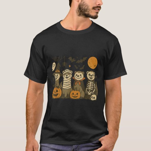 T-shirt Halloween Ferret Costumes Ghost Witch Mummy Men Wo (Devant)