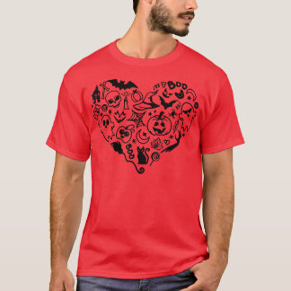 T-shirt Halloween Fête En Forme De Coeur Amour Automne Vib
