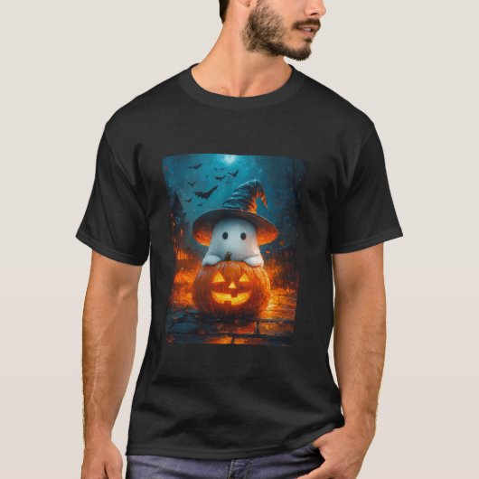 T-shirt Halloween Filles Design Garçons Fantôme Citrouille (Devant)