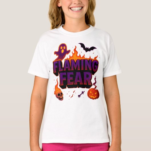 T-shirt Halloween Flammes Peur Vêtements Éffrayants (Devant)