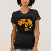 T-shirt Halloween flying witch ghosts and skeletons (Devant)