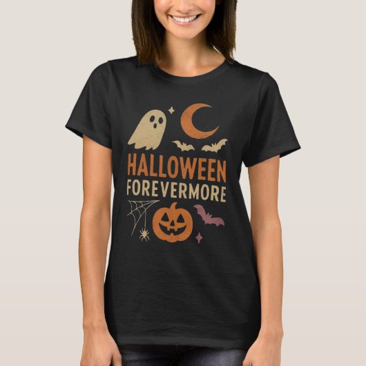 T-shirt Halloween Forevermore | Ghost, Pumpkin & Bats (Devant)